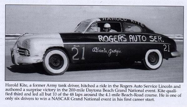 Harold Kite wins the first race of the 1950 season.